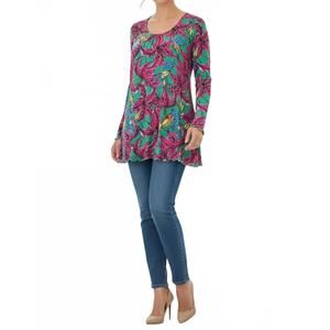 NEW DIVA USA sibella pleated front long sleeve blouse in floral cheetah
